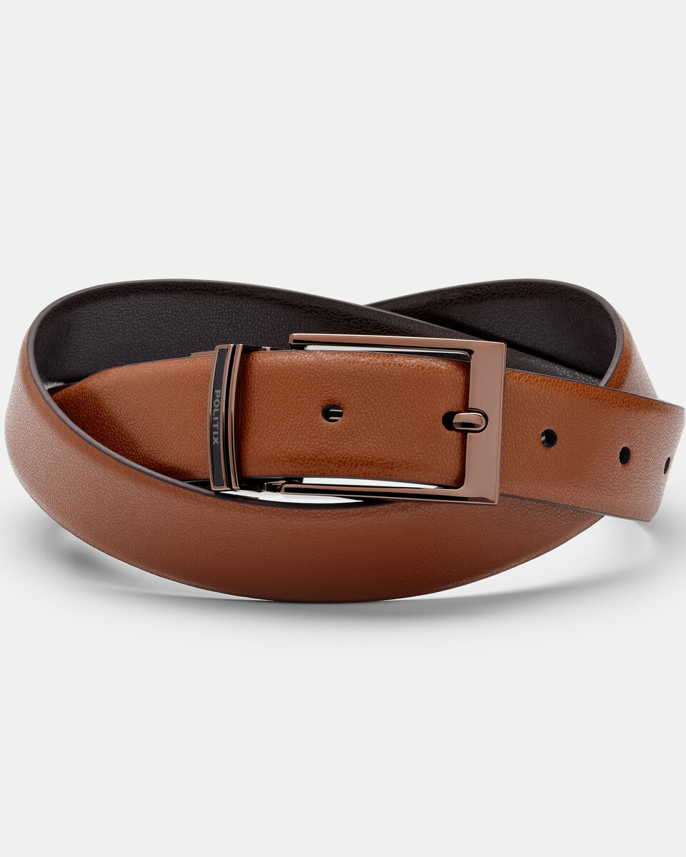 Davoli Reversible Leather Belt, Light Tan/Brown, hi-res